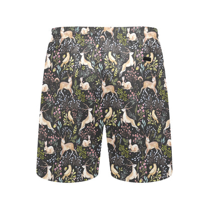 Deer Floral Jungle Men's Swim Trunks Beach Shorts