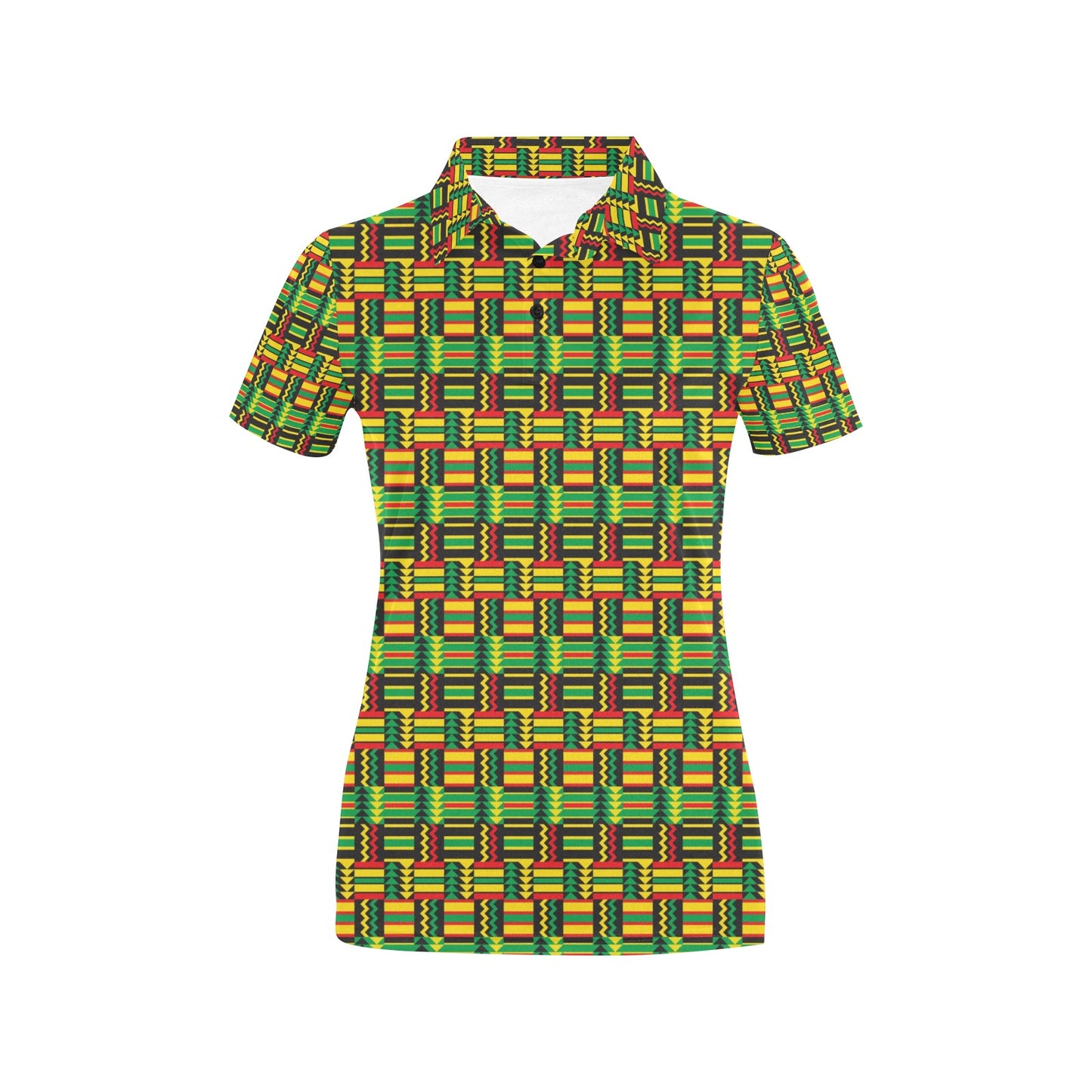 African Zip Zag Print Pattern Women's Polo Shirt