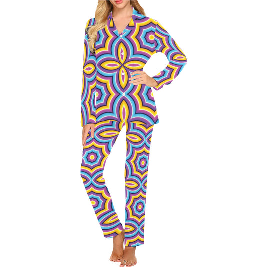 Optical illusion Pattern Print Design A03 Women's Long Pajama Set