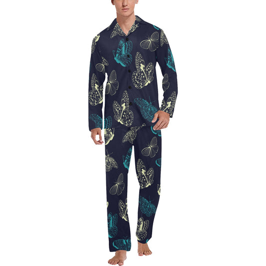 Monarch Butterfly Pattern Print Design 01 Men's Long Pajama Set