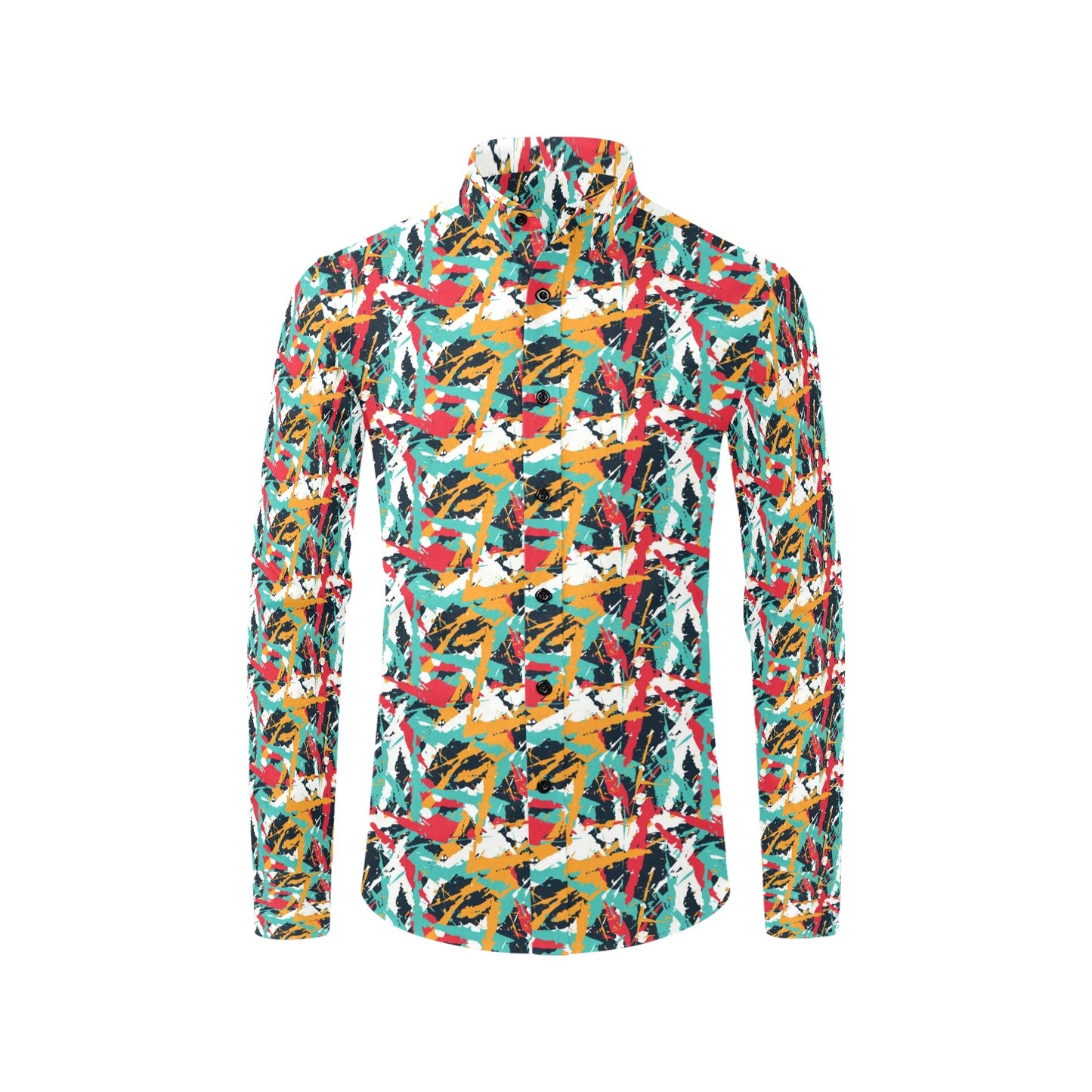 Splatter Print Design LKS304 Men's Long Sleeve Dress Shirt