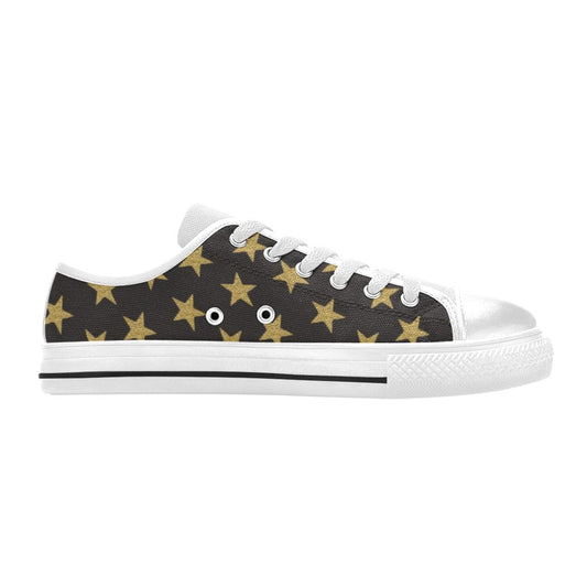 Star Gold Print Design LKS302 Women's White Low Top Shoes
