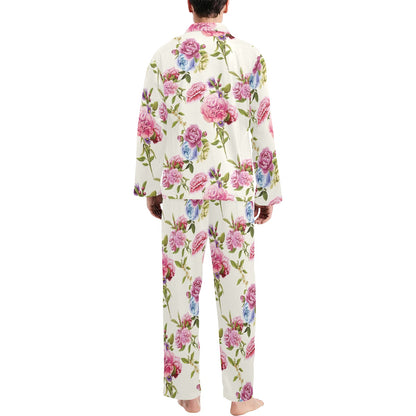 Carnations Pattern Print Design CN02 Men's Long Pajama Set