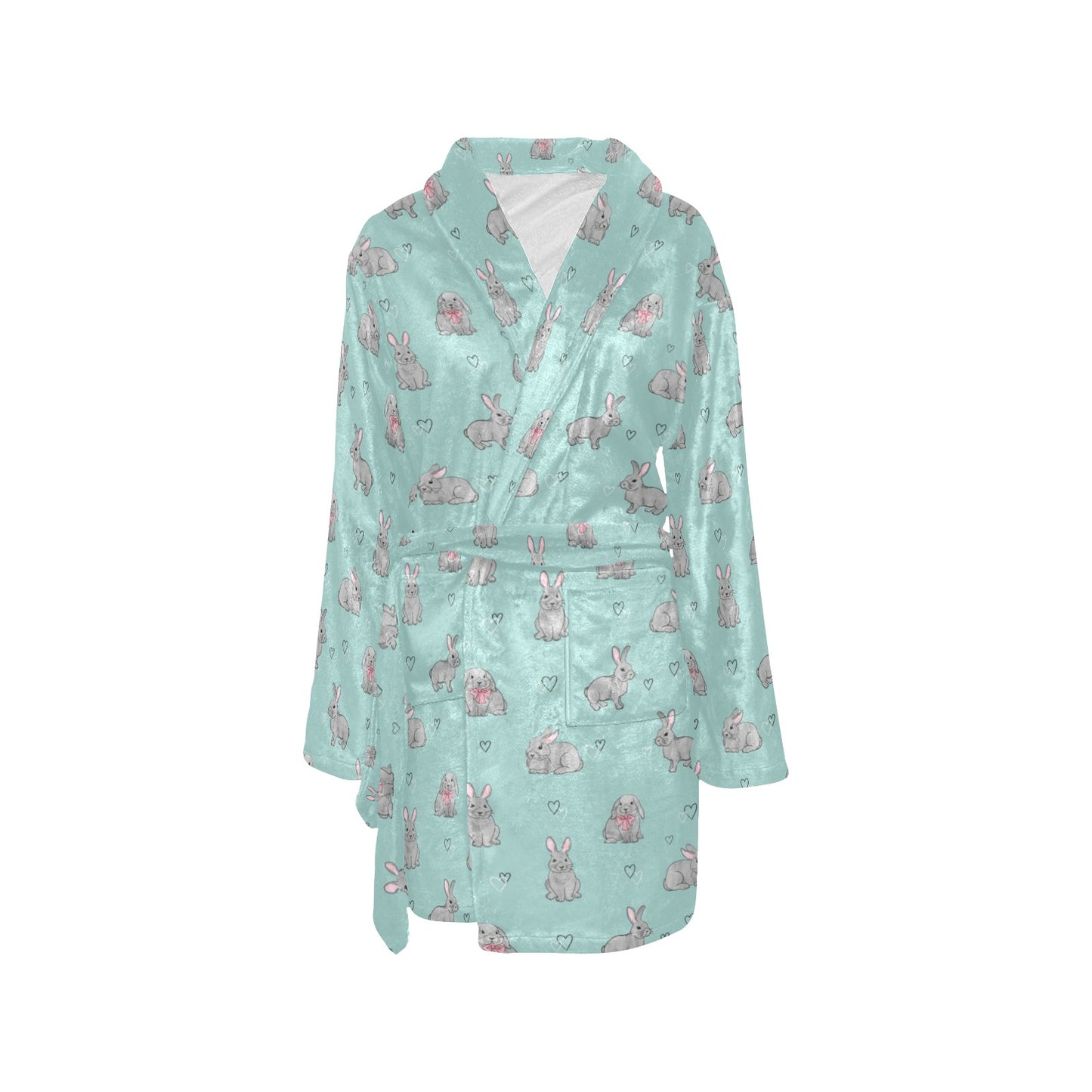 Bunny Pattern Print Design 02 Women's Fleece Robe