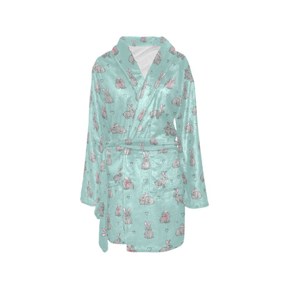Bunny Pattern Print Design 02 Women's Fleece Robe