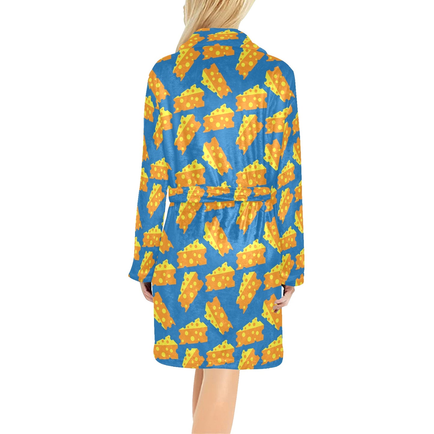 Cheese Pattern Print Design 05 Women's Fleece Robe