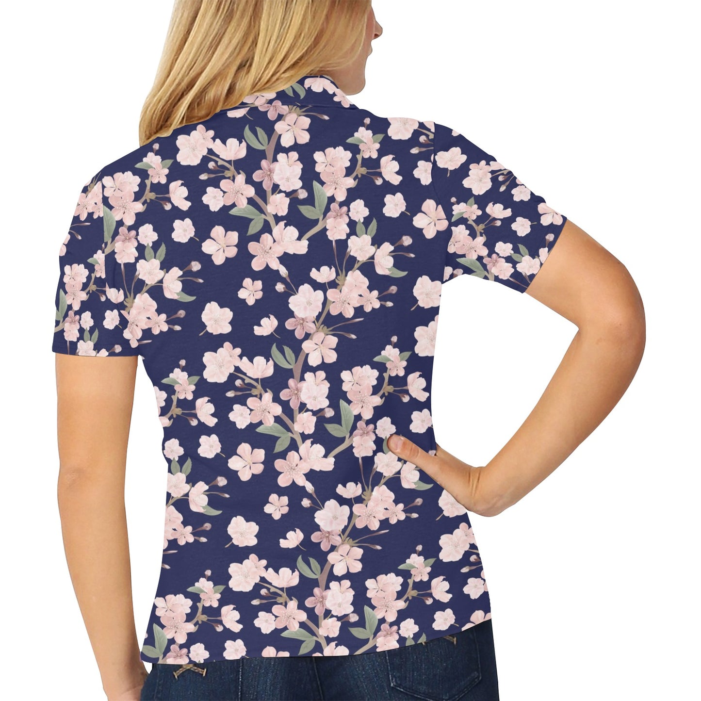 Sakura Print Design LKS301 Women's Polo Shirt