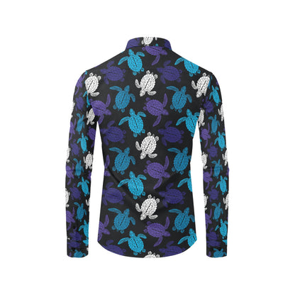 Sea Turtle Print Design LKS306 Men's Long Sleeve Dress Shirt