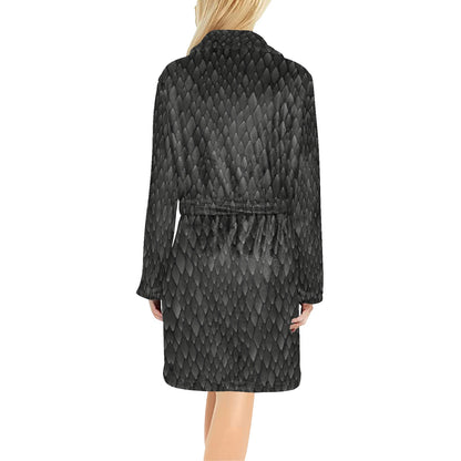 Snake Skin Black Print Women's Fleece Robe