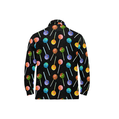 Lollipop Pattern Print Design LL04 Long Sleeve Polo Shirt For Men's