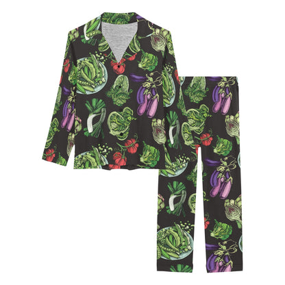 Lettuce Pattern Print Design 01 Women's Long Pajama Set