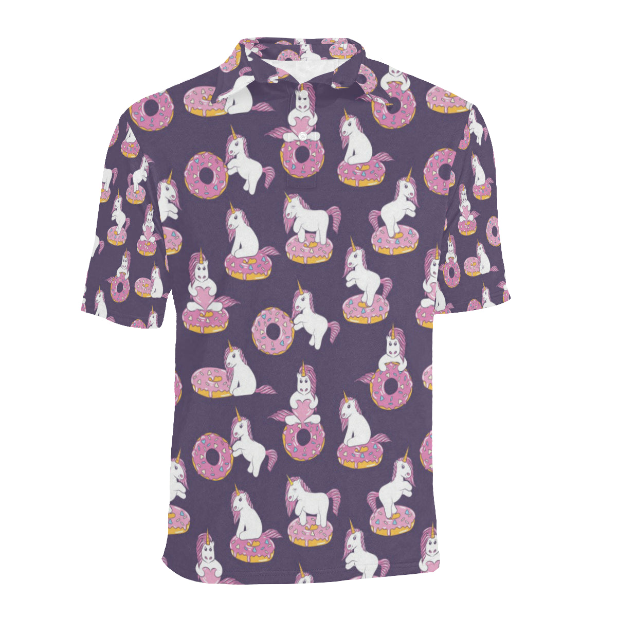 Donut Unicorn Pattern Print Design DN011 Men Polo Shirt