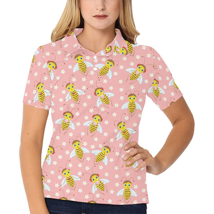 Bee Pattern Print Design BEE07 Women's Polo Shirt