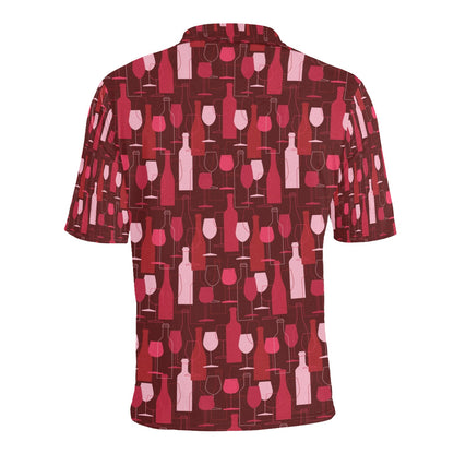 Wine Print Design LKS304 Men Polo Shirt