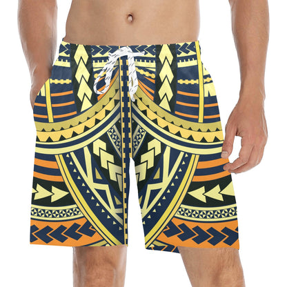 Polynesian Tattoo Print Men's Swim Trunks Beach Shorts