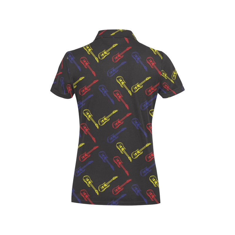 Electric Guitar Pattern Print Design 03 Women's Polo Shirt