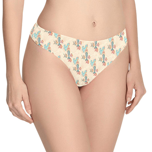Mermaid Girl With Fish Design Print Women's Thongs