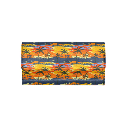 Palm Tree Pattern Print Design PT010 Women's Trifold Wallet