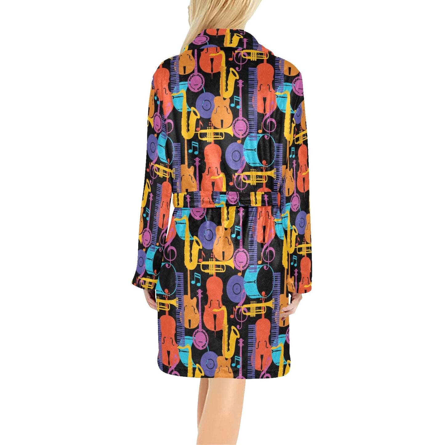 Jazz Pattern Print Design 03 Women's Fleece Robe