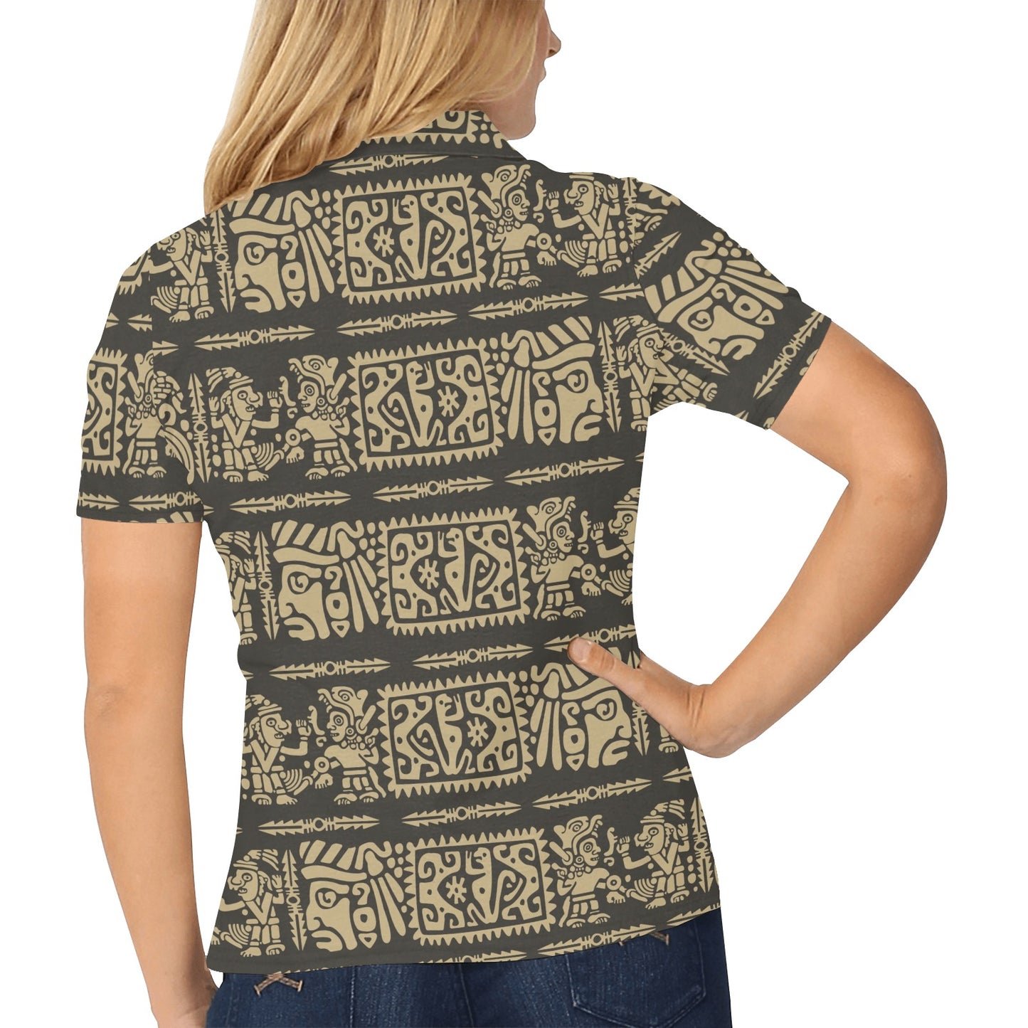 Mayan Pattern Print Design 02 Women's Polo Shirt