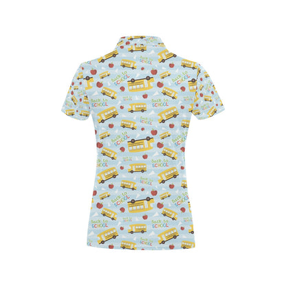 School Bus Back To School Print Design LKS303 Women's Polo Shirt
