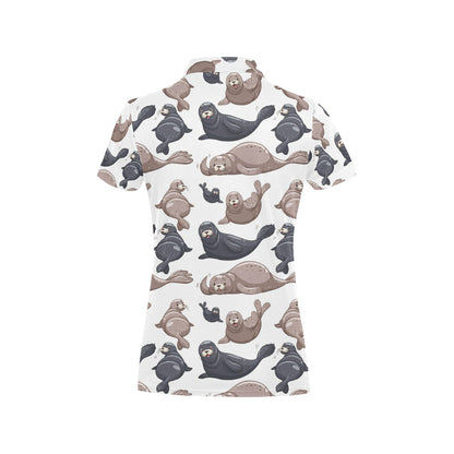 Sea Lion Pattern Print Design 02 Women's Polo Shirt