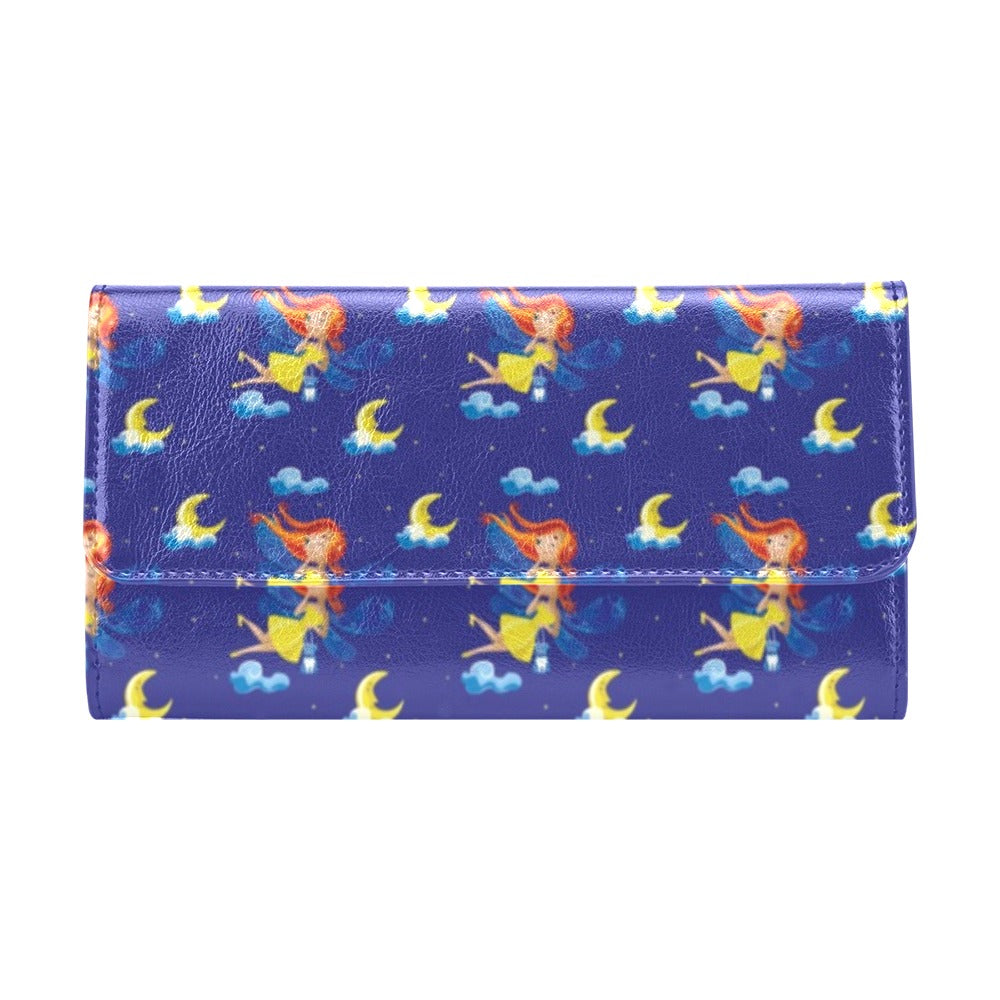 Fairy with Moon Print Pattern Women's Trifold Wallet
