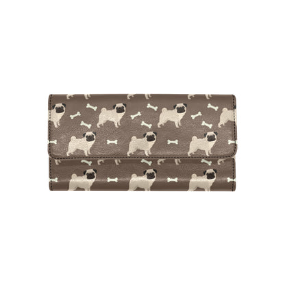 Pug Pattern Print Design A02 Women's Trifold Wallet