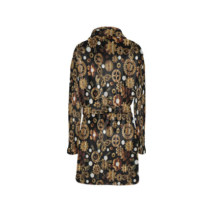 Steampunk Butterfly Design Themed Print Women's Fleece Robe