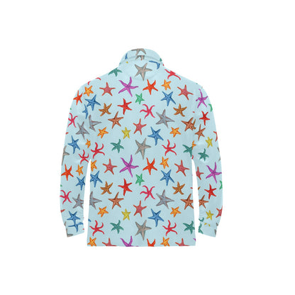 Starfish Print Design LKS402 Long Sleeve Polo Shirt For Men's