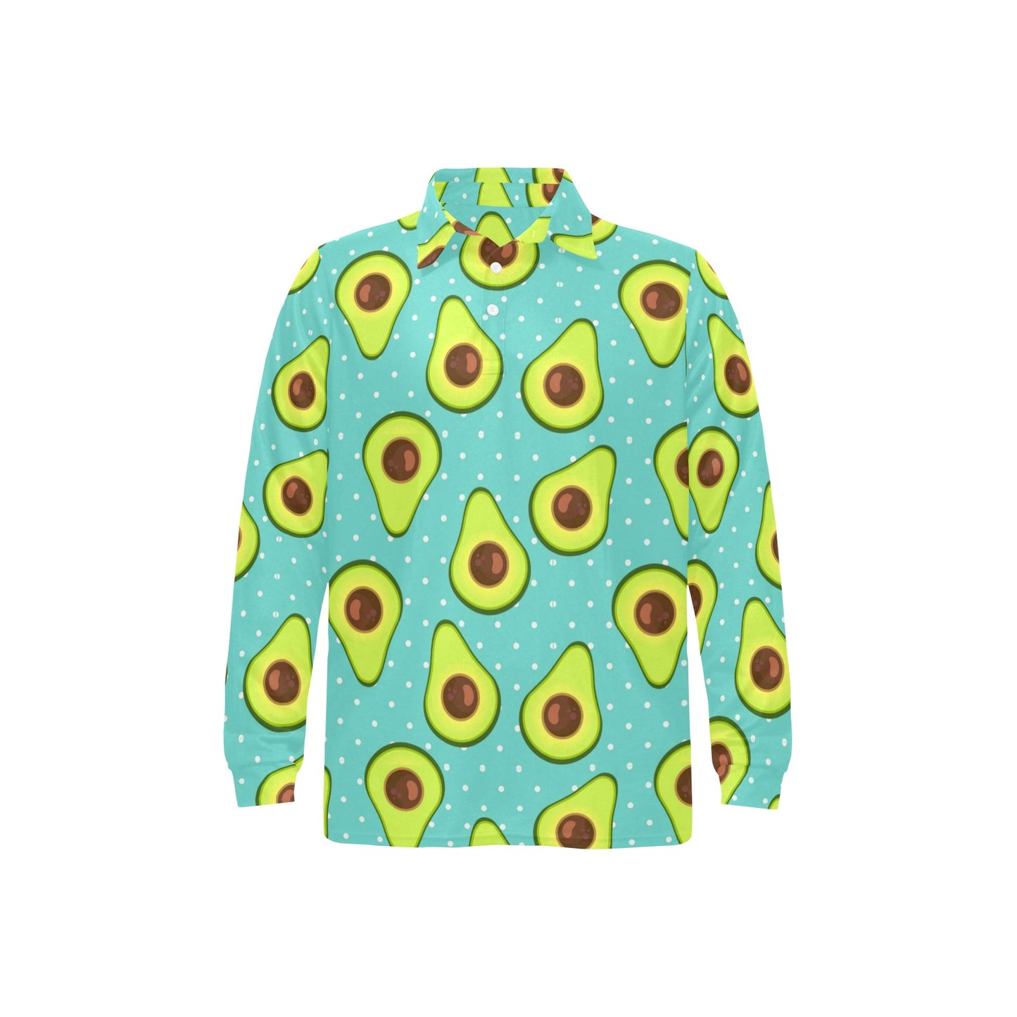 Avocado Pattern Print Design AC012 Long Sleeve Polo Shirt For Men's