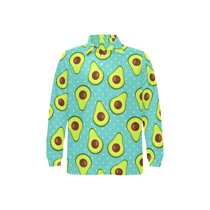 Avocado Pattern Print Design AC012 Long Sleeve Polo Shirt For Men's
