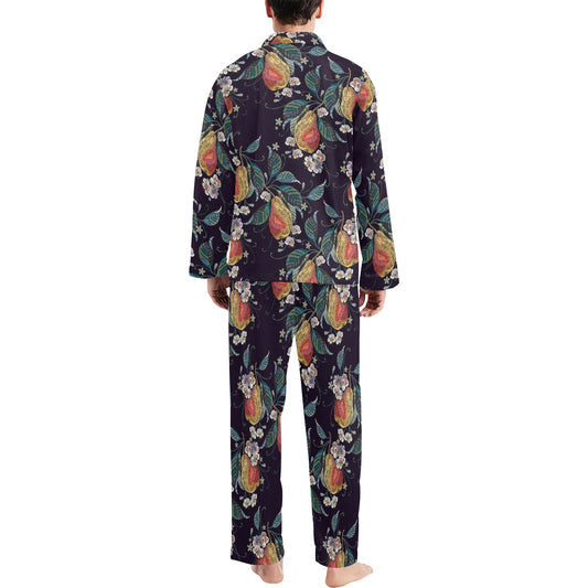 Pear Pattern Print Design PE02 Men's Long Pajama Set