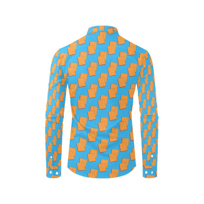 Waffle Print Design LKS304 Men's Long Sleeve Dress Shirt