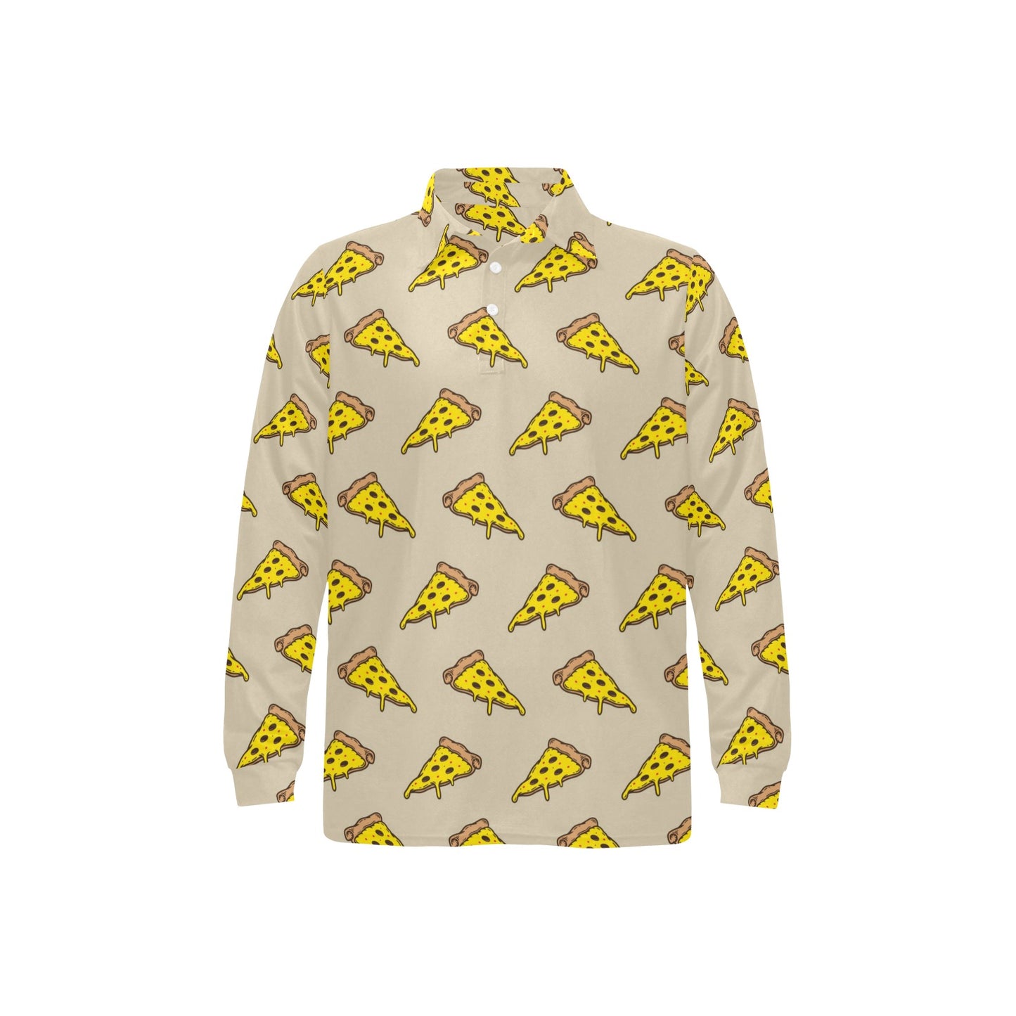 Pizza Pattern Print Design A04 Long Sleeve Polo Shirt For Men's