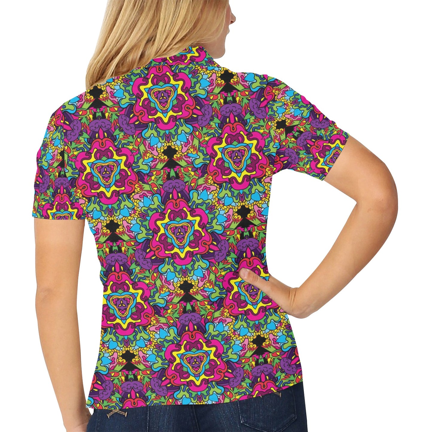 Trippy Print Design LKS303 Women's Polo Shirt