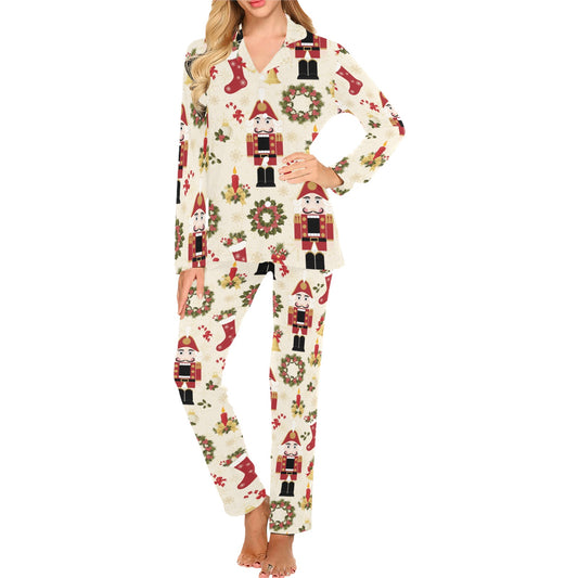 Nutcracker Pattern Print Design A01 Women's Long Pajama Set