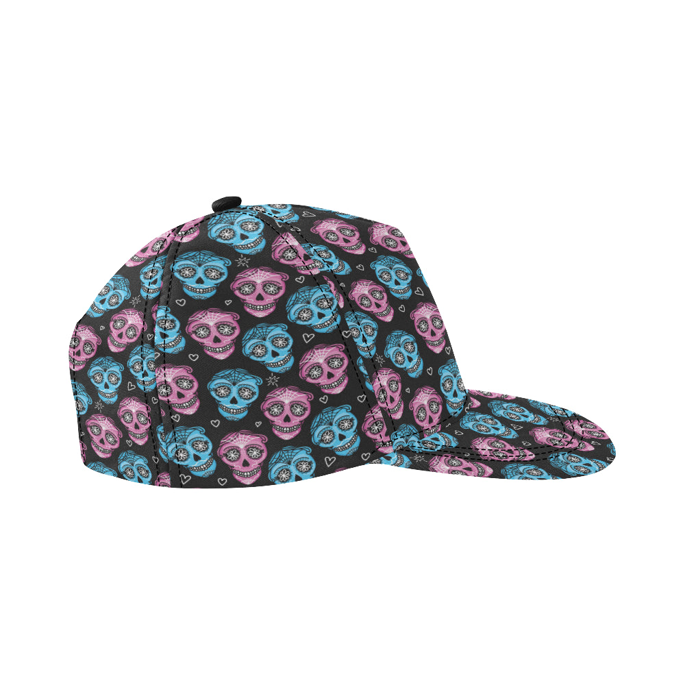 Day of the Dead Skull Print Pattern Snapback Cap