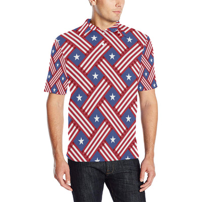 American flag Pattern Men Polo Shirt
