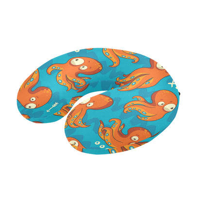 Octopus Pattern Print Design A02 U-Shaped Travel Neck Pillow