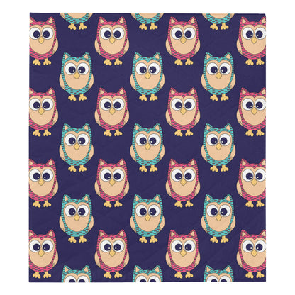 Owl Pattern Print Design A06 Premium Quilt