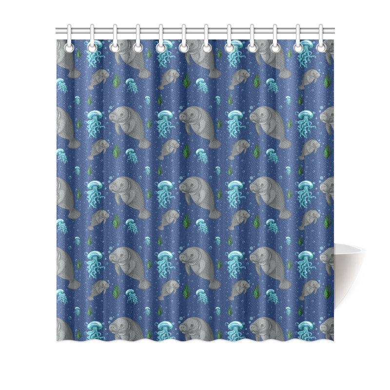 Manatee Pattern Print Design 01 Shower Curtain