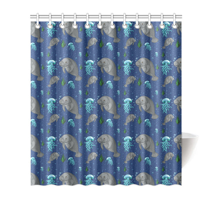 Manatee Pattern Print Design 01 Shower Curtain