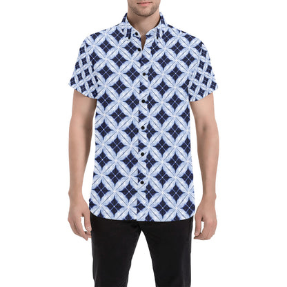 Tie Dye Print Design LKS308 Men Short Sleeve Button Up Shirt