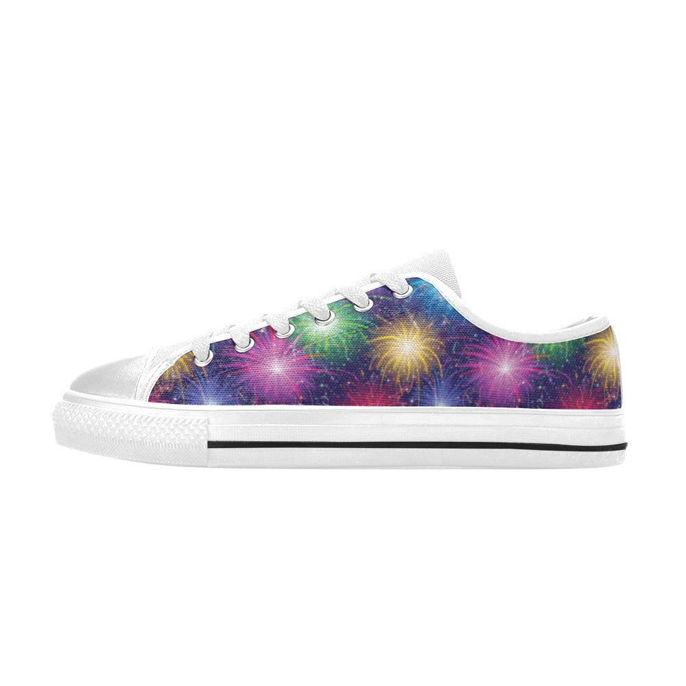 Firework Colorful Print Design LKS301 Women's White Low Top Shoes