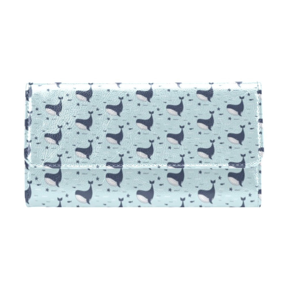 Whale Cute Design Themed Print Women's Trifold Wallet