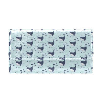 Whale Cute Design Themed Print Women's Trifold Wallet