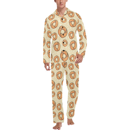 Bagel Pattern Print Design 03 Men's Long Pajama Set