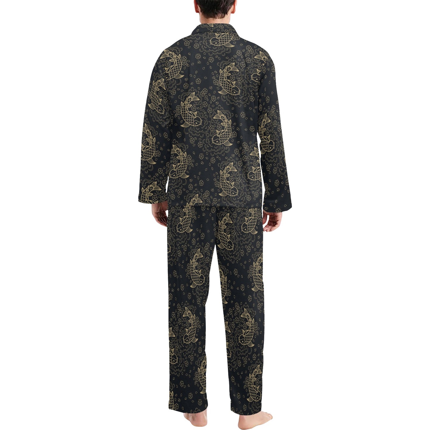 KOI Fish Pattern Print Design 02 Men's Long Pajama Set