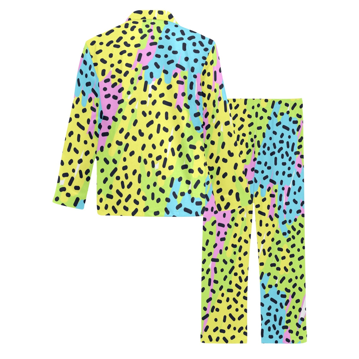 90s Pattern Print Design 2 Men's Long Pajama Set
